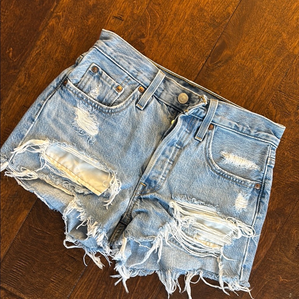 Distressed Denim Shorts